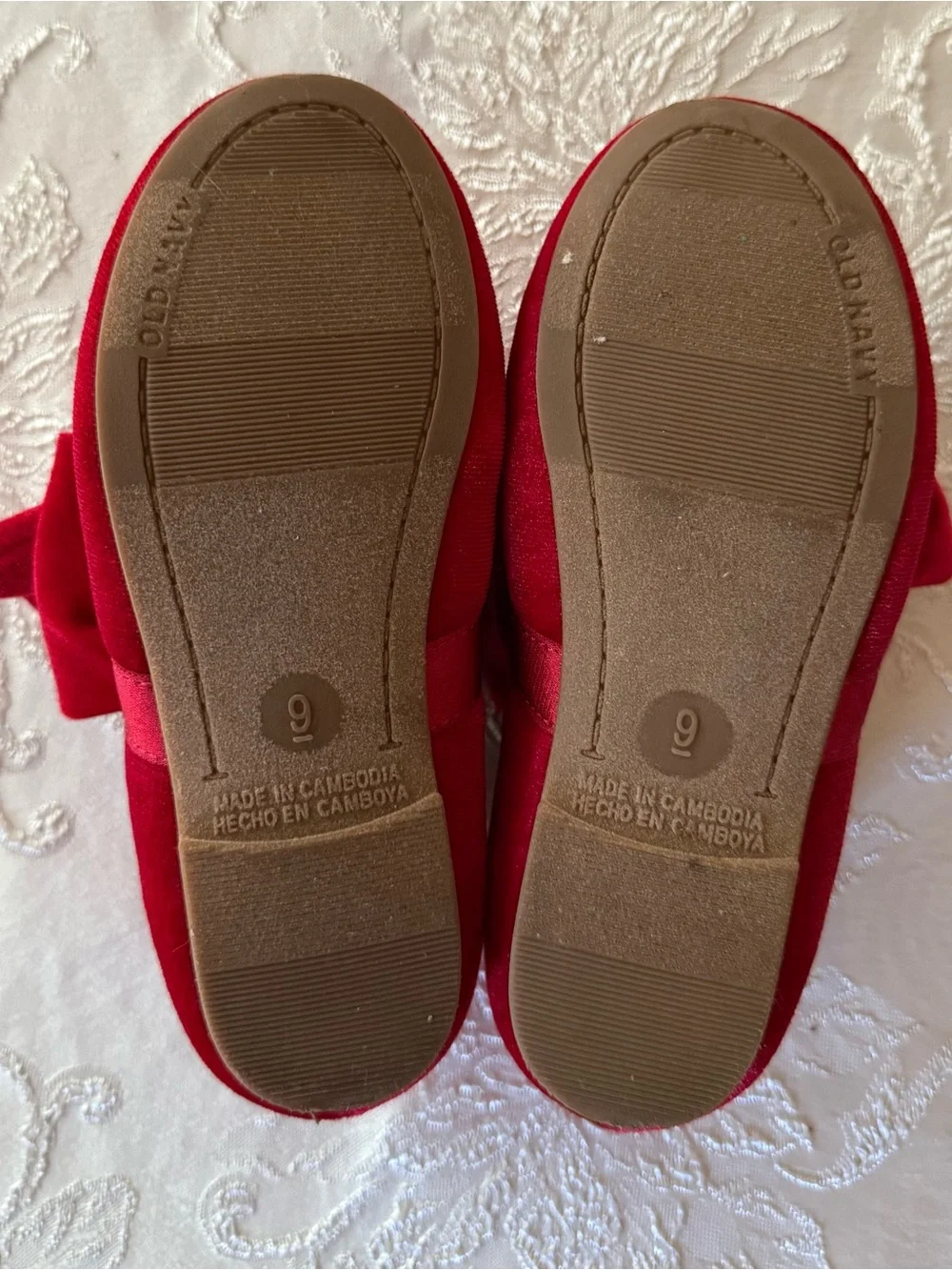 Old Navy Toddler Girls Red Velvet Bow Ballet Flats, Size 9